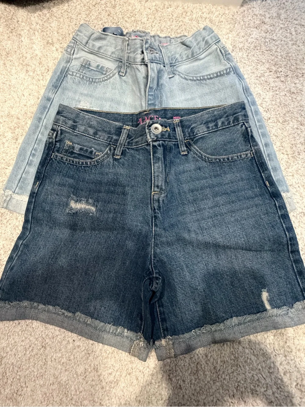 The Children's Place Denim Shorts - Light Blue & Dark Blue